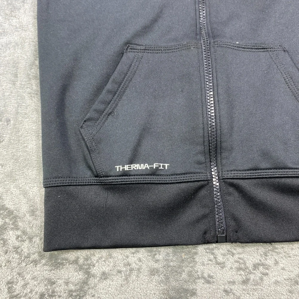 Nike Therma Fit Hoodie Youth Small 8-10 Black Fleece Lined Sweatshirt Full Zip
